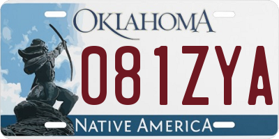 OK license plate 081ZYA