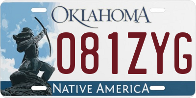 OK license plate 081ZYG