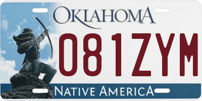 OK license plate 081ZYM