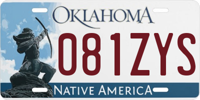OK license plate 081ZYS