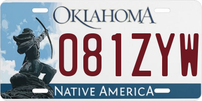 OK license plate 081ZYW