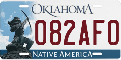 OK license plate 082AFO