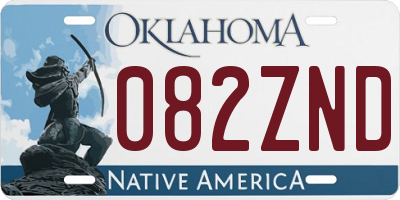 OK license plate 082ZND