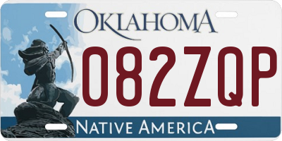 OK license plate 082ZQP