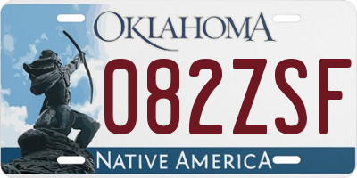 OK license plate 082ZSF