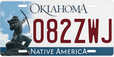OK license plate 082ZWJ