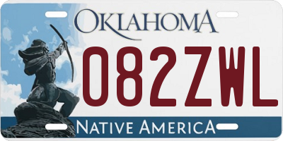 OK license plate 082ZWL