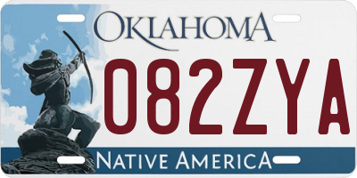 OK license plate 082ZYA