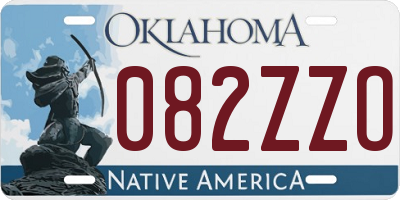 OK license plate 082ZZO