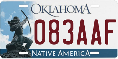 OK license plate 083AAF