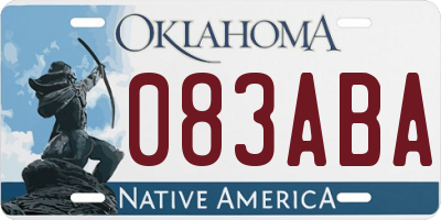 OK license plate 083ABA