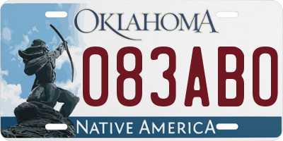 OK license plate 083ABO