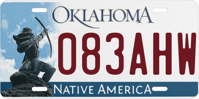 OK license plate 083AHW