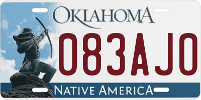 OK license plate 083AJO
