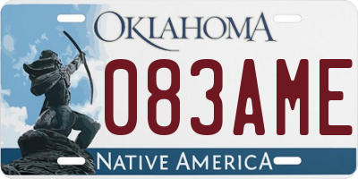 OK license plate 083AME