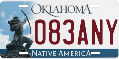 OK license plate 083ANY