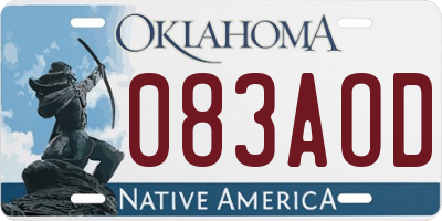 OK license plate 083AOD