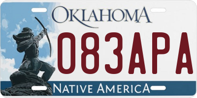 OK license plate 083APA