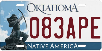 OK license plate 083APE