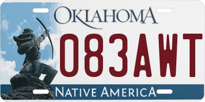 OK license plate 083AWT