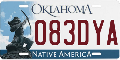 OK license plate 083DYA