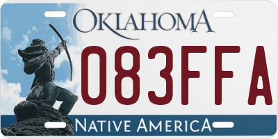 OK license plate 083FFA