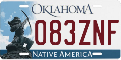 OK license plate 083ZNF