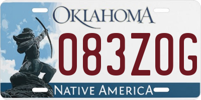 OK license plate 083ZOG