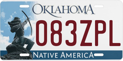 OK license plate 083ZPL