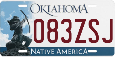 OK license plate 083ZSJ