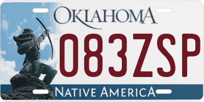 OK license plate 083ZSP
