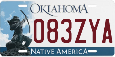 OK license plate 083ZYA