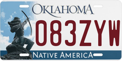 OK license plate 083ZYW
