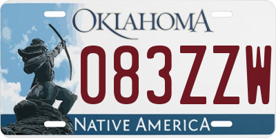OK license plate 083ZZW