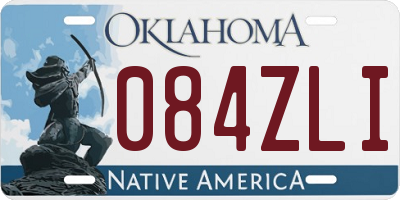 OK license plate 084ZLI