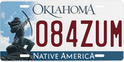 OK license plate 084ZUM
