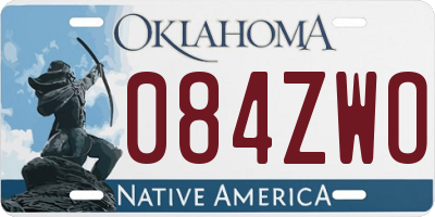 OK license plate 084ZWO