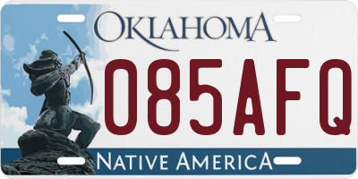 OK license plate 085AFQ