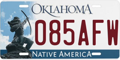 OK license plate 085AFW