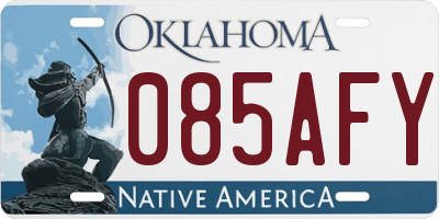 OK license plate 085AFY