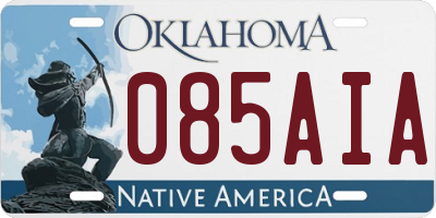 OK license plate 085AIA