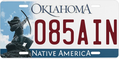 OK license plate 085AIN