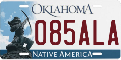 OK license plate 085ALA