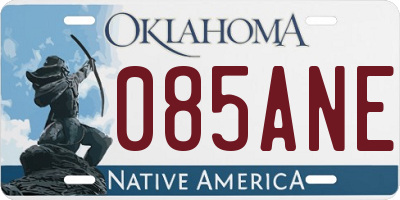 OK license plate 085ANE