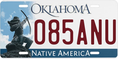 OK license plate 085ANU
