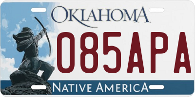 OK license plate 085APA