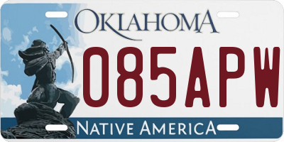 OK license plate 085APW