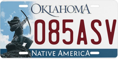 OK license plate 085ASV
