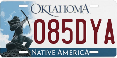 OK license plate 085DYA