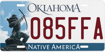 OK license plate 085FFA